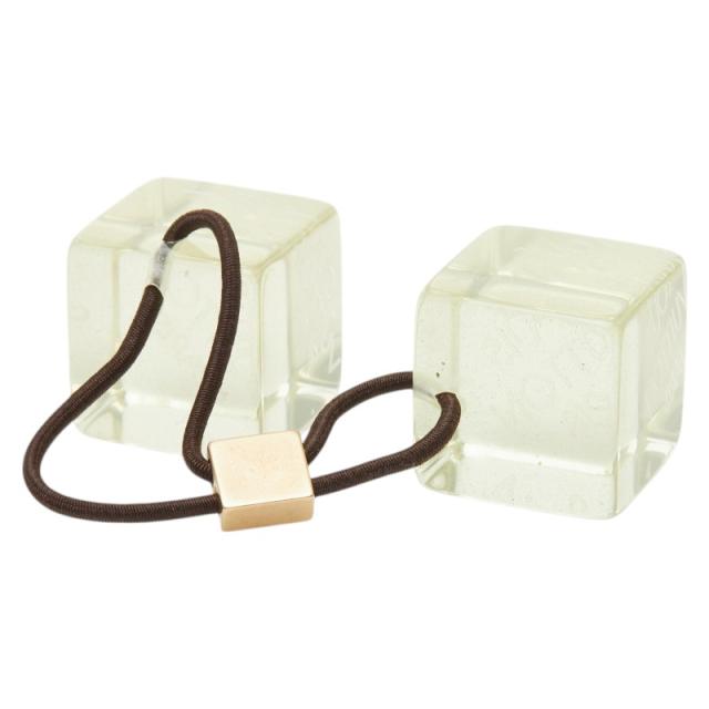ルイ ヴィトン ヘアキューブ アンクルージョン ヘアアクセサリー ヘアゴム クリア イエロー プラスチック メッキ LOUIS VUITTON 【中古】_1