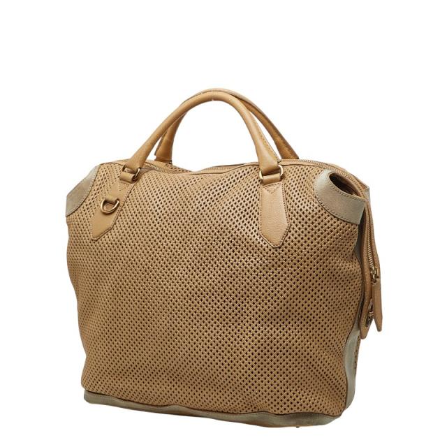 バーバリー 透かし彫り ショルダーバッグ ハンドバッグ 2WAY ベージュ レザー レディース BURBERRY 【中古】_1