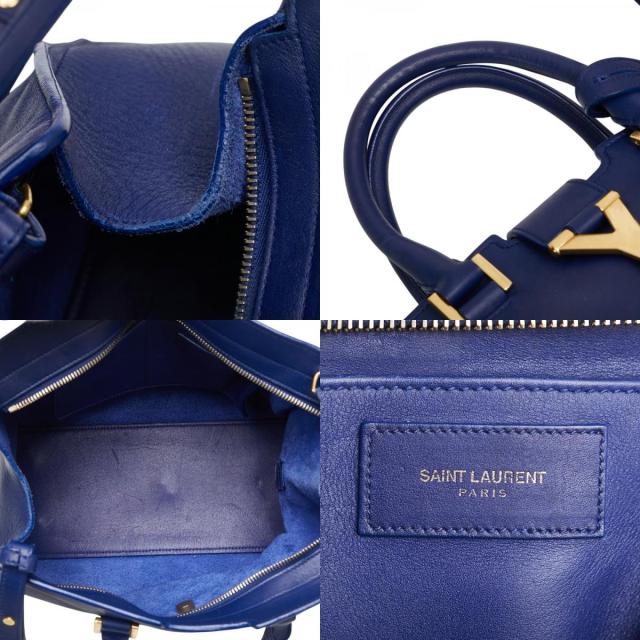 サンローラン YSLロゴ プチカバス ハンドバッグ ショルダーバッグ 2WAY 311210 ブルー レザー レディース SAINT LAURENT 【中古】_8