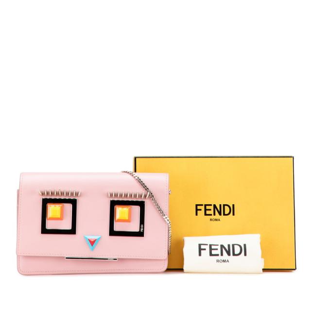 フェンディ ヒプノタイズ チェーン ショルダーバッグ ウォレットバッグ 8M0346 ピンク マルチカラー レザー レディース FENDI 【中古】_8