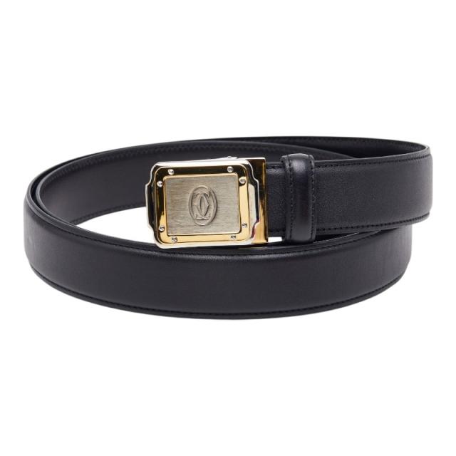 カルティエ 帆柱生産ライン サントス 胴締め 黒いこと なめし革 メンズ CARTIER 【中古】