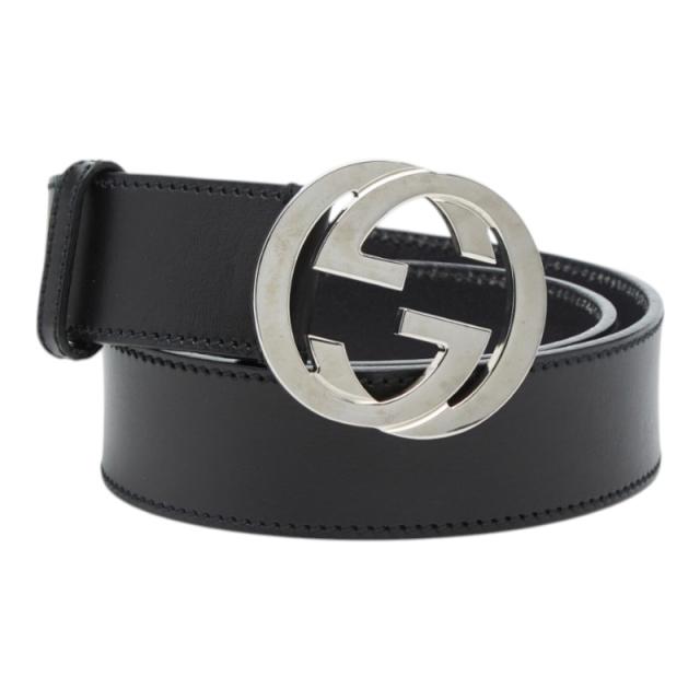 グッチ インターロッキングG 胴締め 大きさ:80/32 114876 黒いこと なめし革 レディース GUCCI 【中古】