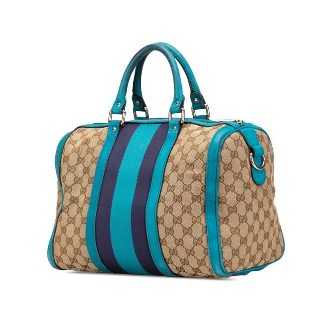 グッチ GGキャンバス ハンドバッグ ショルダーバッグ 2WAY 247205 ベージュ ブルー キャンバス レザー レディース GUCCI 【中古】_1