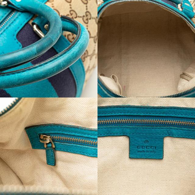 グッチ GGキャンバス ハンドバッグ ショルダーバッグ 2WAY 247205 ベージュ ブルー キャンバス レザー レディース GUCCI 【中古】_8