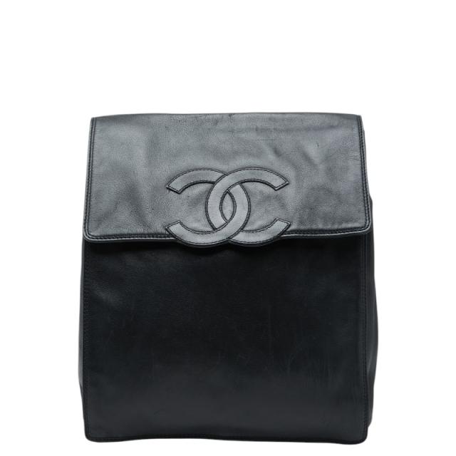 シャネル ココマーク リュック バックパック ブラック ラムスキン レディース CHANEL 【中古】