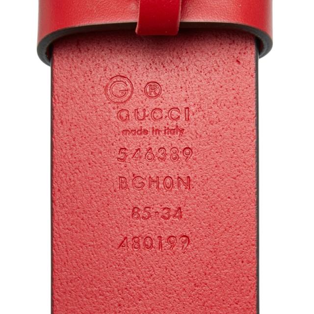 グッチ インターロッキングG Gロゴ ベルト 無地 546389 レッド レザー メンズ GUCCI 【中古】_4