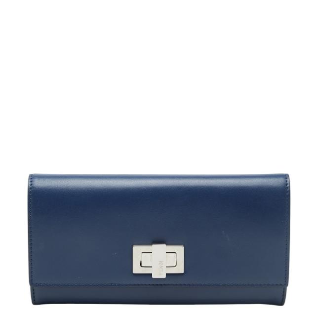フェンディ ピーカブー 長財布 8M0377 ブルー レザー レディース FENDI 【中古】