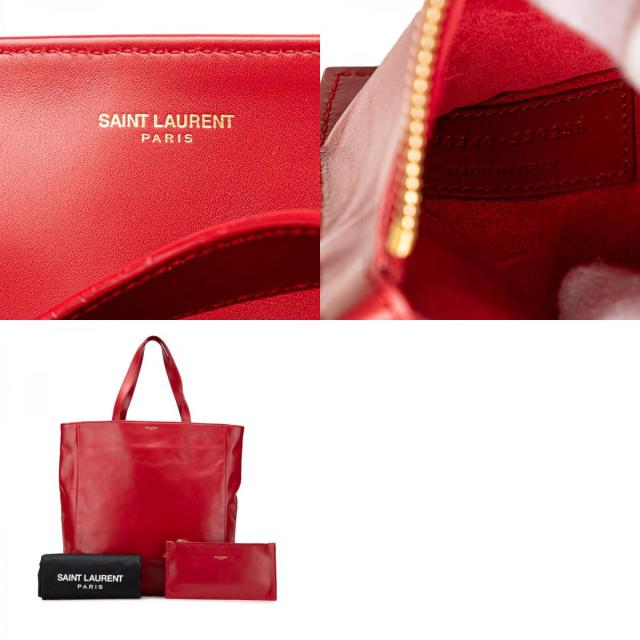サンローラン リバーシブル トートバッグ 318340 レッド レザー スウェード レディース SAINT LAURENT 【中古】