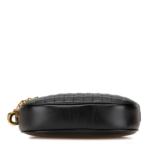セリーヌ Cチャーム スモール 斜め掛け ショルダーバッグ カメラバッグ ブラック レザー レディース CELINE 【中古】_2