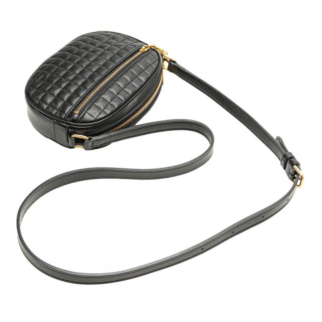 セリーヌ Cチャーム スモール 斜め掛け ショルダーバッグ カメラバッグ ブラック レザー レディース CELINE 【中古】_3