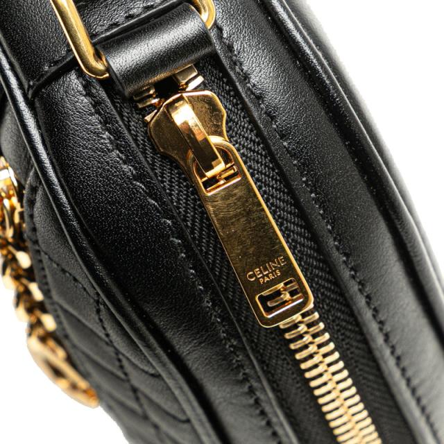セリーヌ Cチャーム スモール 斜め掛け ショルダーバッグ カメラバッグ ブラック レザー レディース CELINE 【中古】_5