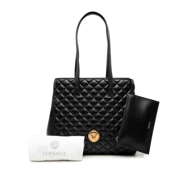 ヴェルサーチェ メデューサ キルティング トートバッグ ブラック レザー レディース VERSACE 【中古】_5