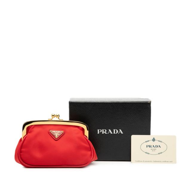 PRADA テスートナイロン 三角ロゴ 折り財布 赤 コンパクトウォレット 