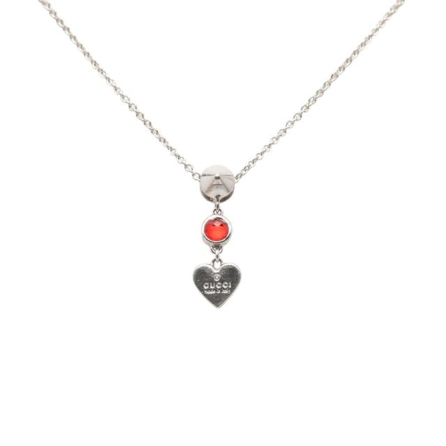 グッチ トレードマーク ドロップ ペンダント ハート ネックレス 325871 08241 8166 シルバー レッド SV925 シルバー GUCCI 【中古】