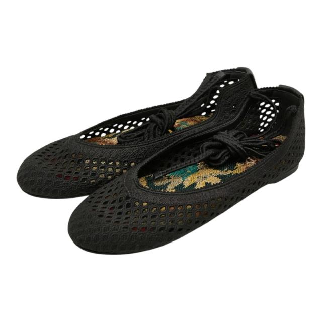 ディオール 21SS CDロゴ ビー メッシュ フラット バレエシューズ サイズ37 1/2 ブラック ファブリック レディース Dior 【中古】