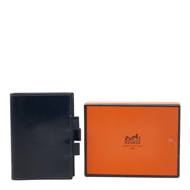 エルメス アジャンダPM 手帳カバー システム手帳 ネイビー ボックスカーフ レディース HERMES 【中古】_8