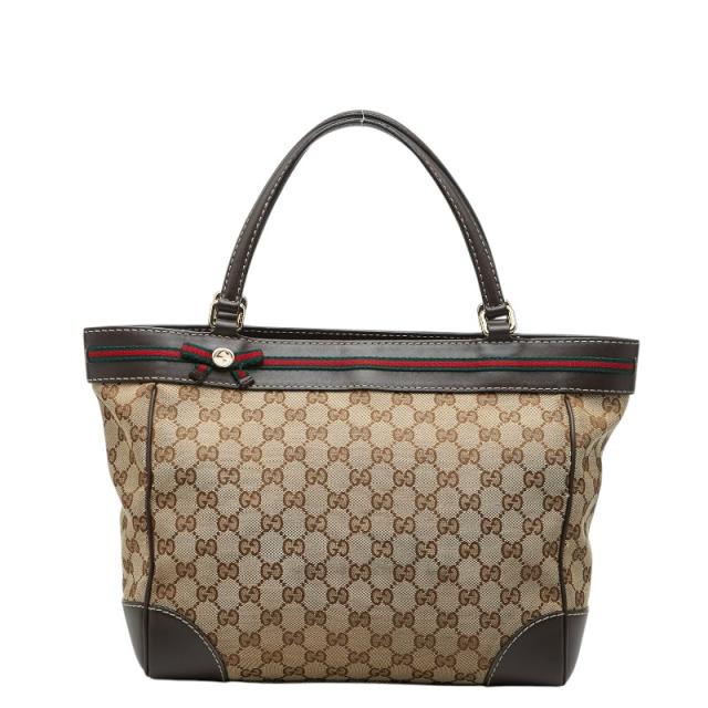 グッチ GGキャンバス シェリーライン メイフェア トートバッグ ハンドバッグ 257061 ベージュ ブラウン キャンバス レザー GUCCI【中古】