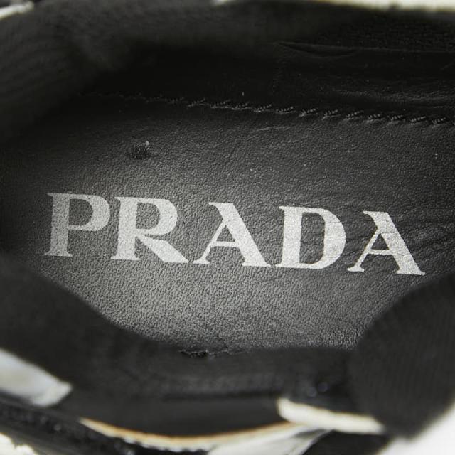 プラダ ペガサス プラットフォーム ハイカットスニーカー 36 ブラック ホワイト シルバー ラバー ナイロン レディース PRADA 【中古】_5