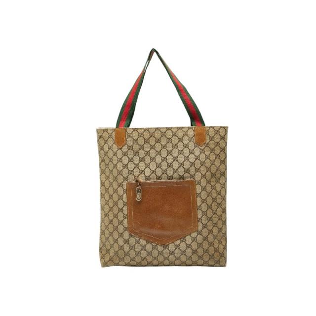 グッチ シェリーライン オールドグッチ GGスプリーム ハンドバッグ トートバッグ ショルダーバッグ ブラウン PVC レザー GUCCI 【中古】