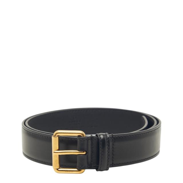 グッチ プレーンベルト サイズ85 34 ブラック ゴールド カーフレザー メンズ GUCCI 【中古】