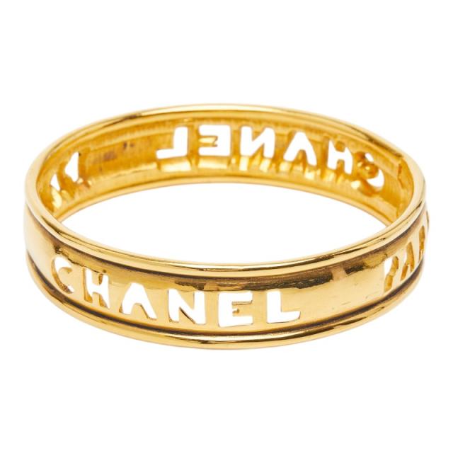 シャネル ロゴ バングル ゴールド メッキ GP レディース CHANEL 【中古】