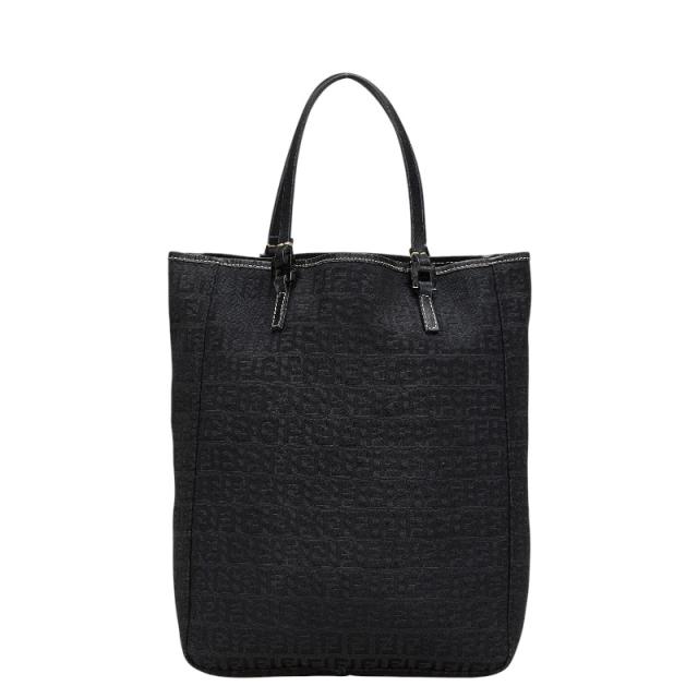 フェンディ ズッキーノ ハンドバッグ 8BH006 ブラック キャンバス レザー レディース FENDI 【中古】