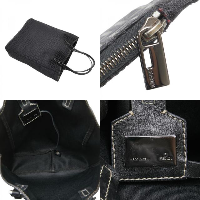 フェンディ ズッキーノ ハンドバッグ 8BH006 ブラック キャンバス レザー レディース FENDI 【中古】_8