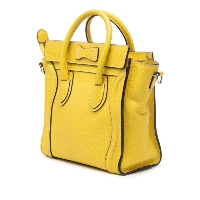 セリーヌ ラゲージ ナノショッパー ハンドバッグ ショルダーバッグ 2WAY イエロー レザー レディース CELINE 【中古】_1