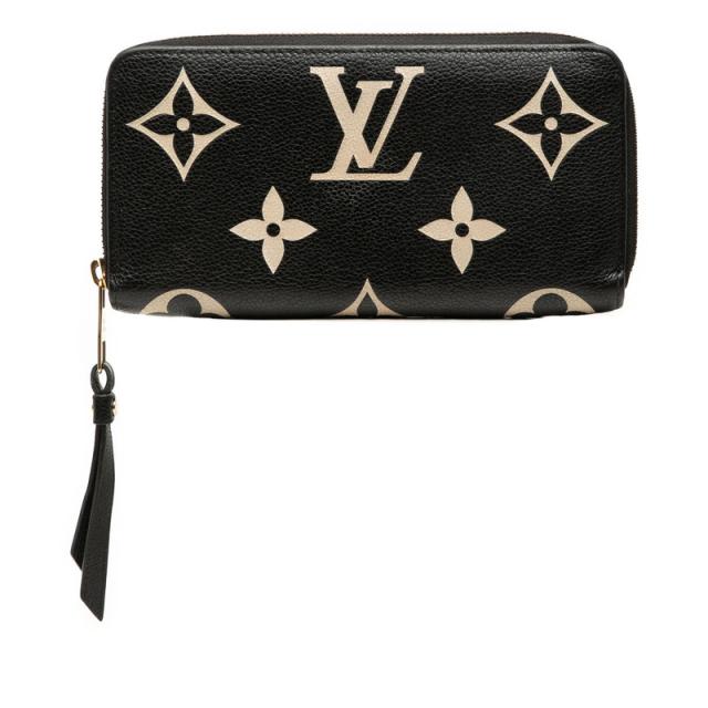 ルイ ヴィトン モノグラム アンプラント バイカラー ジッピー ウォレット 長財布 M80481 ブラック レザー LOUIS VUITTON 【中古】