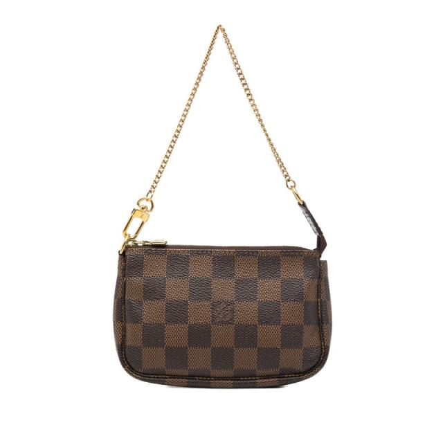 ルイ ヴィトン ダミエ ミニ ポシェット アクセソワール アクセサリーポーチ ハンドバッグ N58009 ブラウン PVC LOUIS VUITTON 【中古】