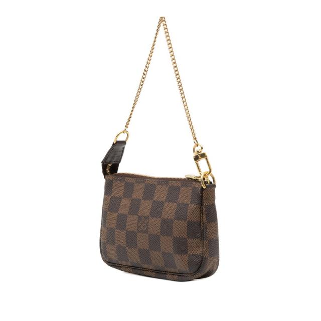 ルイ ヴィトン ダミエ ミニ ポシェット アクセソワール アクセサリーポーチ ハンドバッグ N58009 ブラウン PVC LOUIS VUITTON 【中古】
