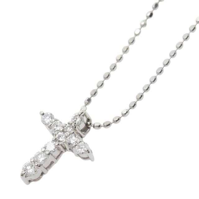 テイクアップ Pt900 プラチナ Pt850 プラチナ ダイヤ0.16ct クロスモチーフ ペンダント ネックレス レディース TAKE-UP 中古