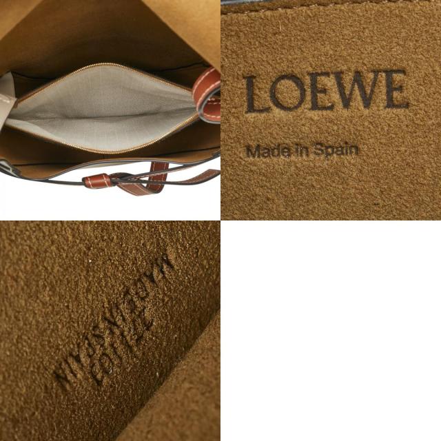 ロエベ アナグラム ゲート 斜め掛け ショルダーバッグ ブラウン グレージュ レザー レディース LOEWE 【中古】