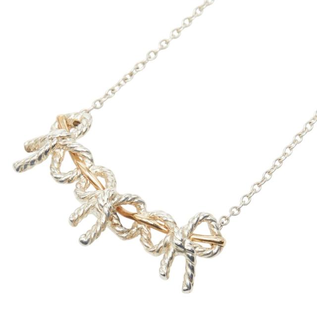 ティファニー トリプルリボン ネックレス シルバー ゴールド SV925 シルバー K18 ゴールド コンビ レディース TIFFANY&amp;Co. 【中古】