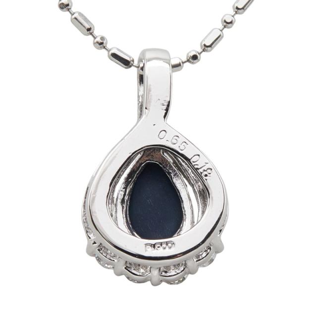 Pt900 プラチナ Pt850 プラチナ ブラックオパール0.65ct ダイヤ0.18ct しずく型モチーフ ペンダント ネックレス レディース 中古_2