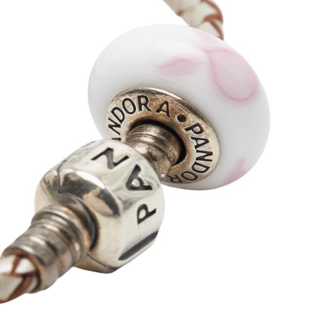 パンドラ ブレスレット シルバー ホワイト ピンク レザー スターリングシルバー レディース PANDORA 【中古】_3