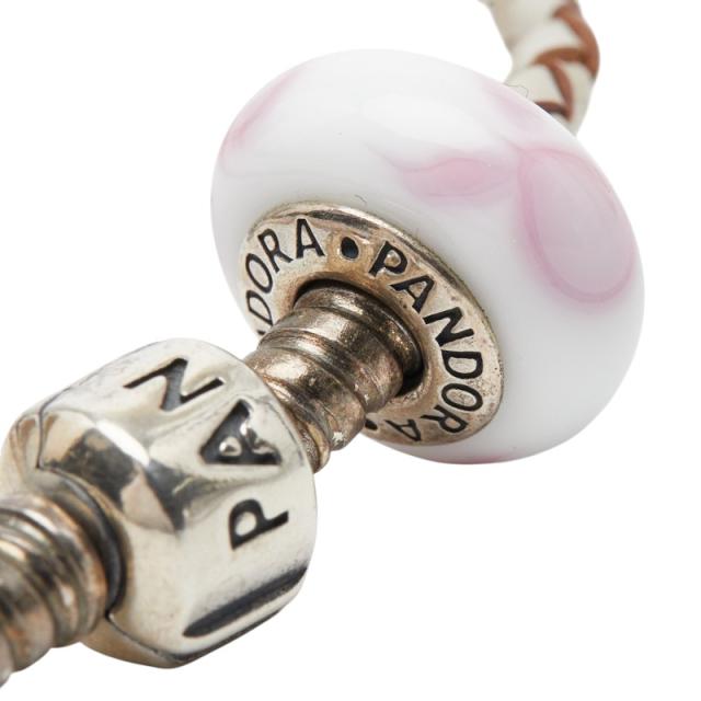 パンドラ ブレスレット シルバー ホワイト ピンク レザー スターリングシルバー レディース PANDORA 【中古】_4