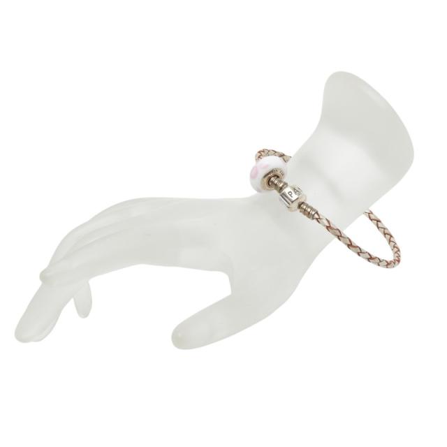 パンドラ ブレスレット シルバー ホワイト ピンク レザー スターリングシルバー レディース PANDORA 【中古】_7