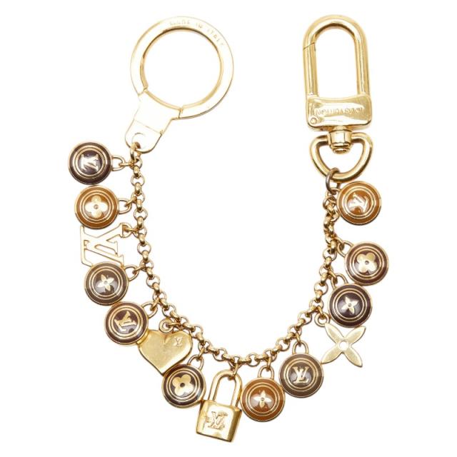 ルイ ヴィトン ポルトクレ シェンヌ パスティーユ キーホルダー チャーム M65386 ゴールド ブラウン メッキ LOUIS VUITTON 【中古】