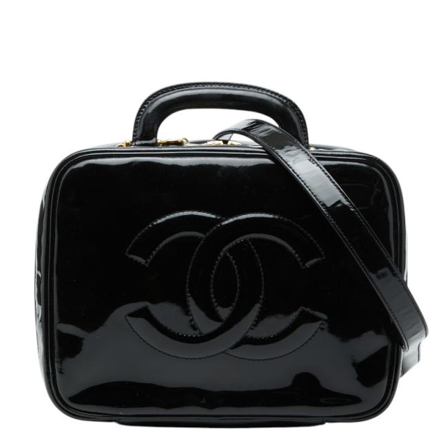 シャネル ココマーク バニティバッグ ハンドバッグ ブラック パテントレザー レディース CHANEL 【中古】
