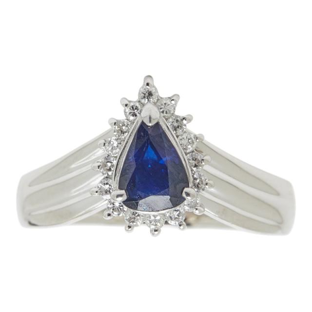 Pt850 プラチナ サファイア0.66ct ダイヤ0.20ct リング 指輪 レディース 16.5号 中古