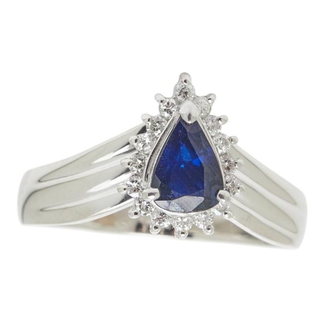 Pt850 プラチナ サファイア0.66ct ダイヤ0.20ct リング 指輪 レディース 16.5号 中古_1