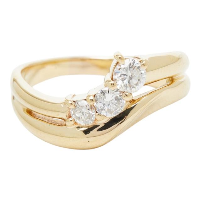 K18YG イエローゴールド ダイヤ0.50ct リング 指輪 レディース 15号 中古