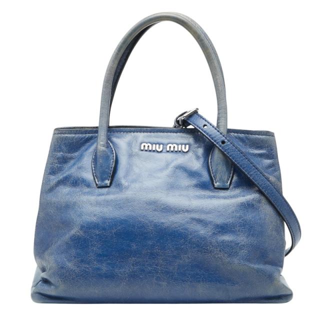 ミュウミュウ ハンドバッグ ショルダーバッグ 2WAY RN1069 ブルー レザー レディース MIUMIU 【中古】