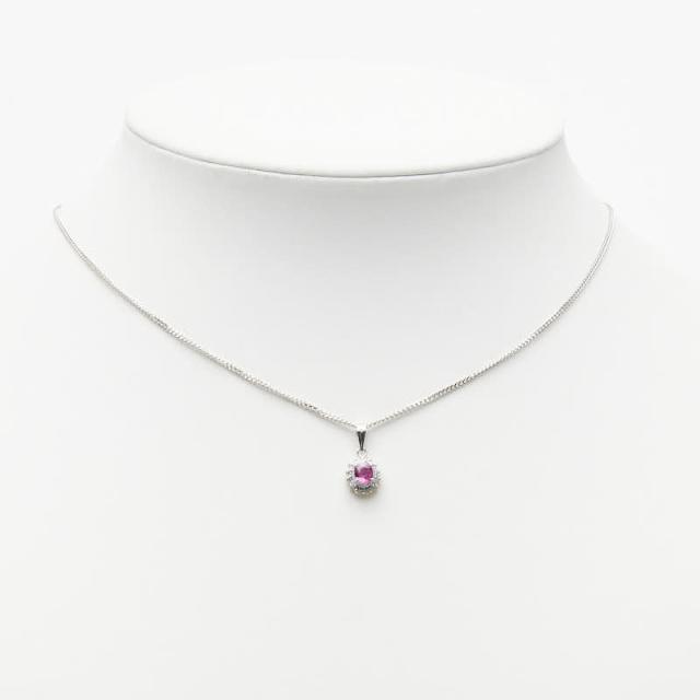 Pt900 プラチナ Pt850 プラチナ ルビー0.46ct ダイヤ0.13ct フラワーモチーフ ペンダント ネックレス レディース 中古_6