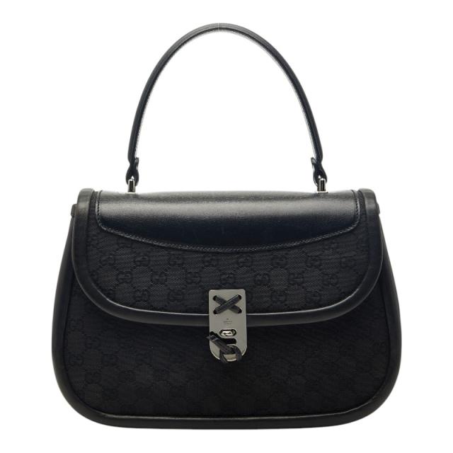 グッチ GGキャンバス ハンドバッグ 109109 ブラック キャンバス レザー レディース GUCCI 【中古】