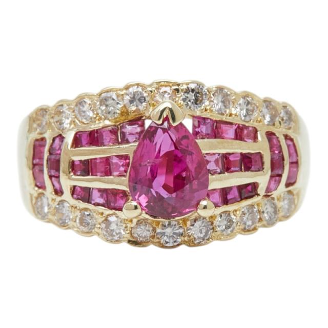 K18YG イエローゴールド ルビー0.82ct ダイヤ0.42ct リング 指輪 レディース 10.5号 中古