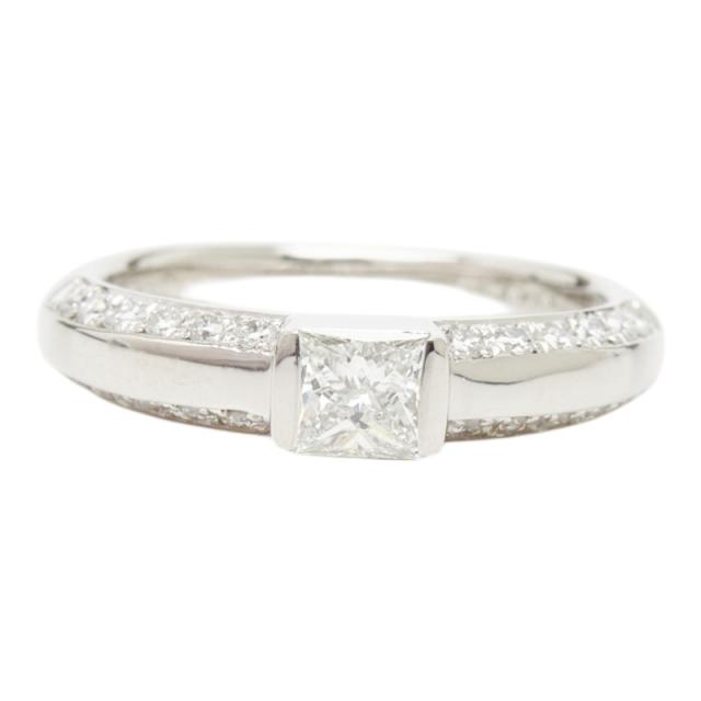 ヴァンドーム青山 Pt1000 プラチナ ダイヤ0.375ct ダイヤ0.22ct エンゲージリング 指輪 レディース Vendome Aoyama 9号 中古