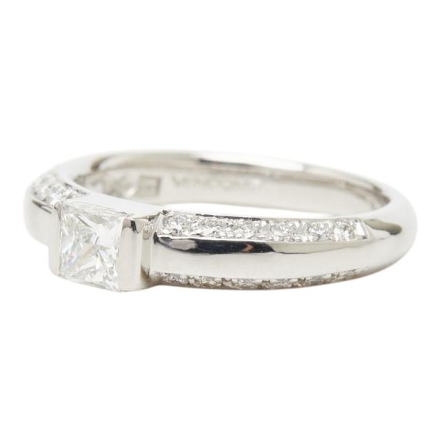 ヴァンドーム青山 Pt1000 プラチナ ダイヤ0.375ct ダイヤ0.22ct エンゲージリング 指輪 レディース Vendome Aoyama 9号 中古_1