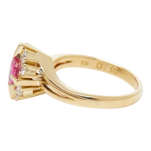 K18YG イエローゴールド ルビー0.31ct ダイヤ0.40ct フラワーモチーフ リング 指輪 レディース 7.5号 中古_2